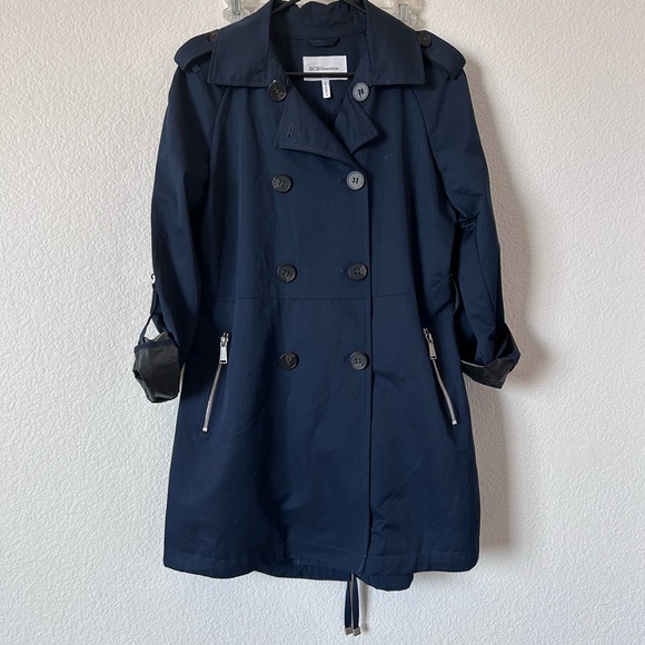 BCBGeneration Jackets & Blazers - BCBGeneration Midnight Navy Blue Double Breasted Lightweight Spring Trench Coat